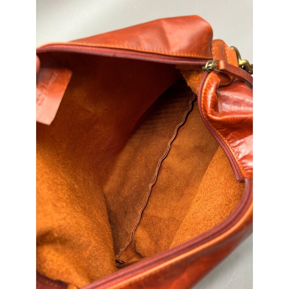 JLP Melbourne Genuine Leather Hobo Shoulder Bag Cognac Brown Slouchy Large Zip - Picture 2 of 8